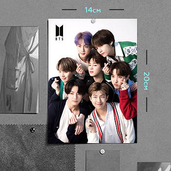 "БТС / BTS" плакат (постер) розміром А5 (14х20см)
