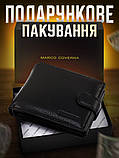 Гаманець чоловічий шкіряний портмоне для грошей карток та прав ST Leather брендовий чорний, фото 4