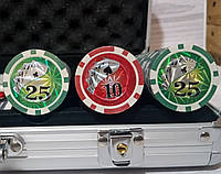 Покерный набор в алюминиевом кейсе на 300 фишек с номиналом (39x21x8см ) 300N