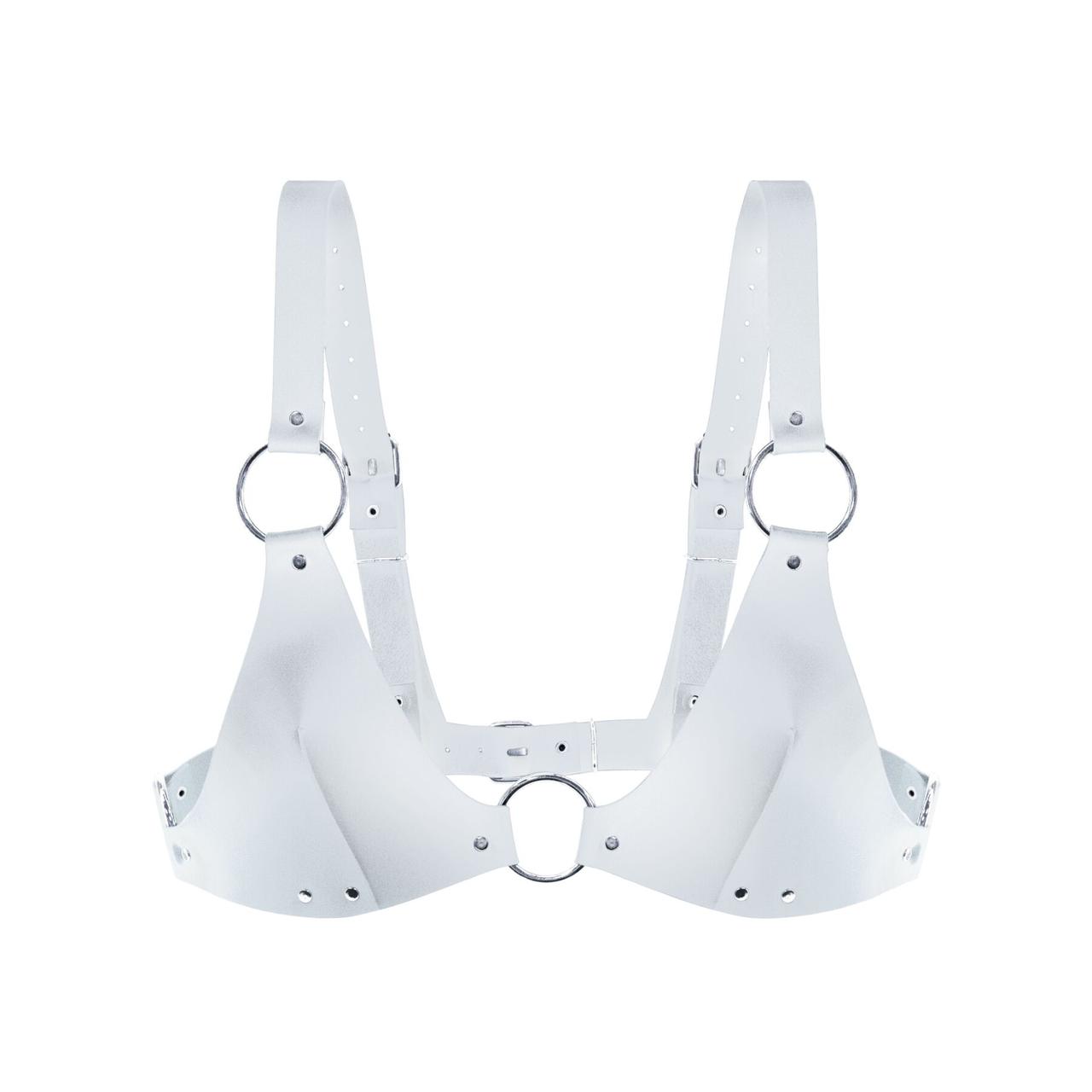 Сміливий еротичний ліф із натуральної шкіри білий Feral Feelings Talla, фото 1