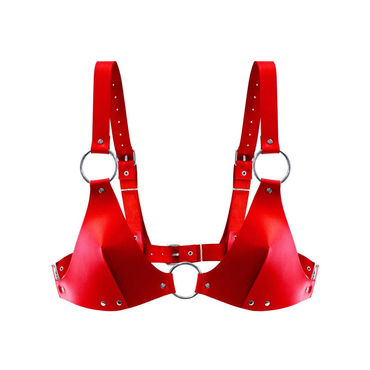 Сексуальний ліф із натуральної шкіри червоний Feral Feelings Talla, фото 1