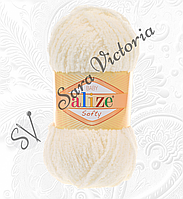 Пряжа біла Alize Softy (алізе софті) мікрополіестер для амігурумі в'язані гачком іграшки 62 молочний