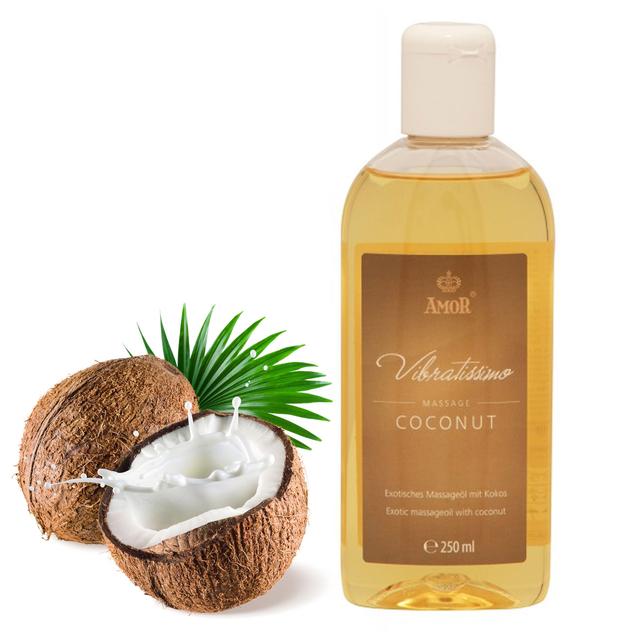 Олія для масажу, масажне масло для еротичного масажу з ароматом кокосу 250 мл