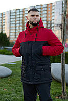 Куртка мужская Парка зимова "Nike" червоно -чорна чоловіча куртка Украина