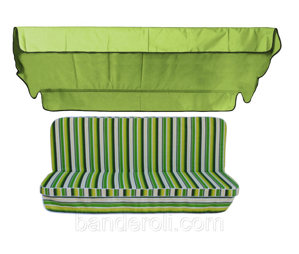 Комплект подушок для гойдалки eGarden Verrano 170x110x6 салатний тент 120x200, фото 1