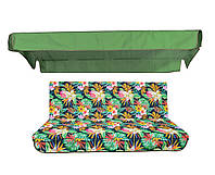 Комплект подушек для качелей водоотталкивающий eGarden FLORAL 170x110x6 зеленый тент 120x200