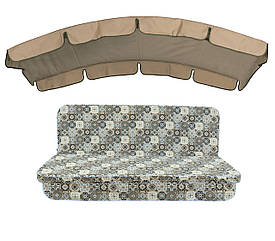 Комплект подушок до гойдалки eGarden GRES GRIS 180x110x6 з кавовим тентом 120х210