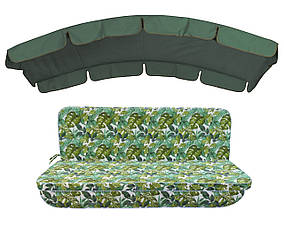 Комплект подушок до гойдалки eGarden ONA VERDE 180x110x6 з темно-зеленим тентом 120х210
