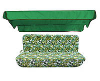 Комплект подушек для качелей eGarden ONA VERDE 170х110х6 зелёный тент 120х200