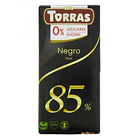 Шоколад веганский безглютеновый темно черный без сахара 85% 75г Torras