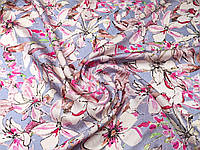 Ткань Шелк вискоза ирисы, серо-лиловый с малиновым