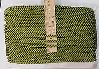Шнур декоративный текстильный витой 5-6 мм. Салатовий темний