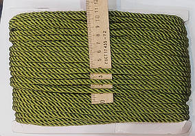 Шнур декоративний текстильний кручений 5-6 мм. Салатовий темний
