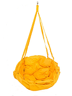 Садовая качель подвесная диаметр 96 см до 120 кг цвет желтый, круглая качеля желтого цвета (прямоуг) KPO-02