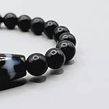 Браслет чоловічий 100% натуральний шунгіт 8 мм та намистина Дзі 5 кажанів, фото 4