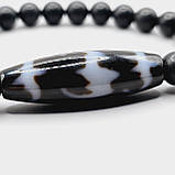 Браслет чоловічий 100% натуральний шунгіт 8 мм та намистина Дзі 5 кажанів, фото 2