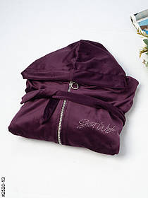 2520-13 Халат жіночий на блискавці з поясом велюр батал (3 од: 52-54,56-58,60-62)