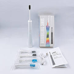 Електрична зубна щітка звукова акумуляторна XBH-168, 6 режимів. Звукова зубна щітка доросла. Біла