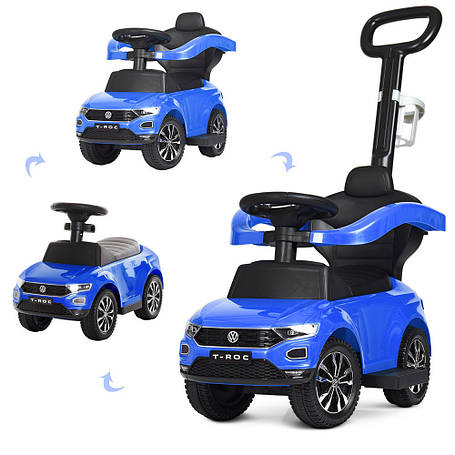 Каталка толокар з батьківською 2в1 Volkswagen T-Roc 651-4 (музика, світло, підсклянник), фото 1