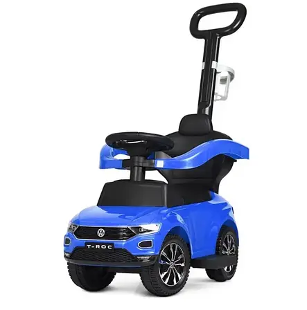 Каталка толокар з батьківською 2в1 Volkswagen T-Roc 651-4 (музика, світло, підсклянник), фото 3