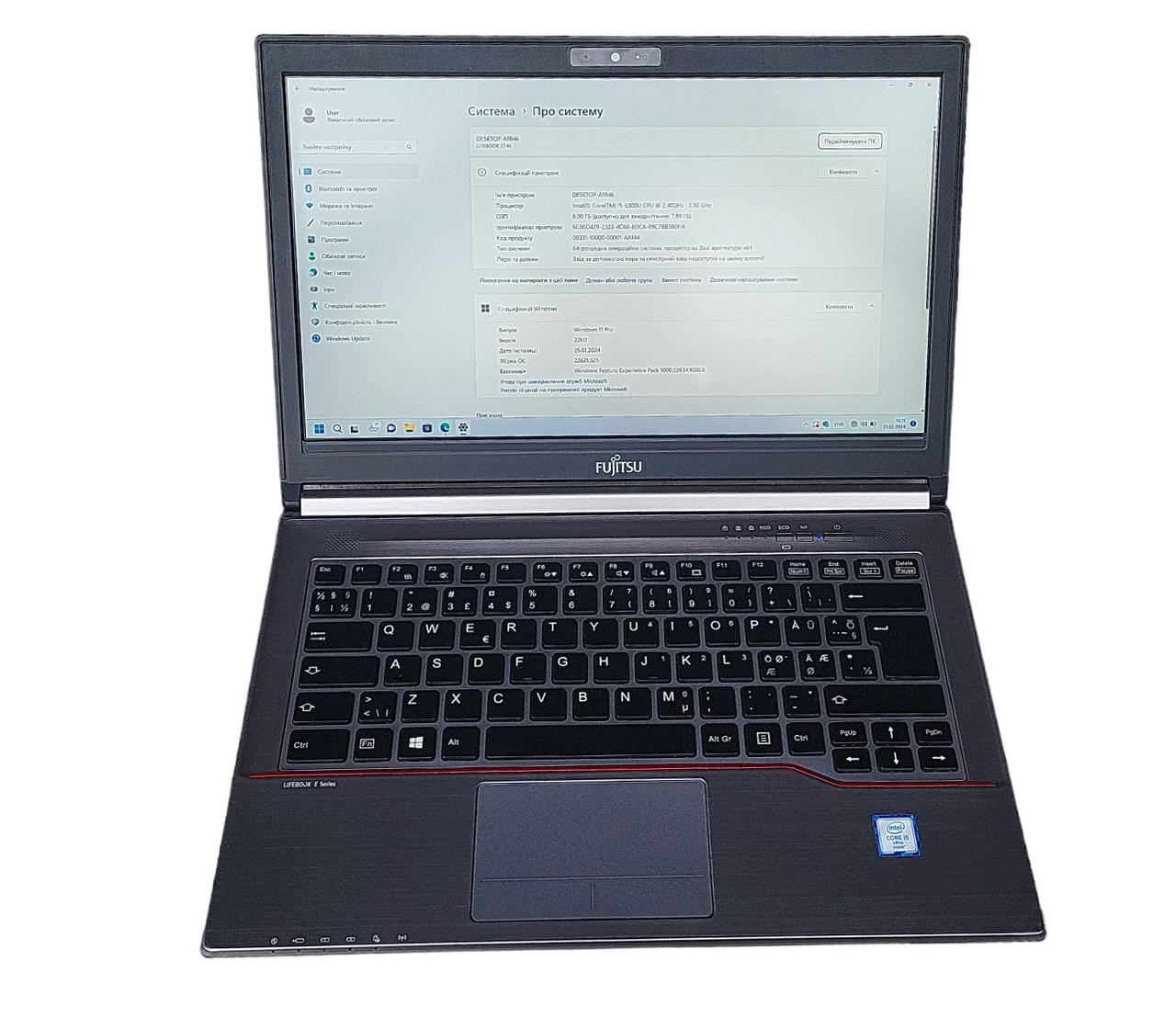Ноутбук Fujitsu Lifebook E746 i5-6300U | 8GB | 240SSD 14", Intel HD Graphics 520, Батарея 6год, Made in Japan