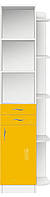 Пенал с полками от детской Бася с крашеными МДФ фасадами МАКСИ-МЕбель Белый гладкий/Желтый (5103022)