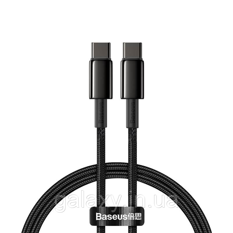 Кабель Baseus Tungsten Gold Type-C - Type-C 1м 5A 100W Black CATWJ-01, фото 1