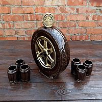 Подарунковий набір колесо - графин з чарками - Крутий Подарунок для чоловіка, автомобіліста, Кума, Батька, Друга, Начальника.