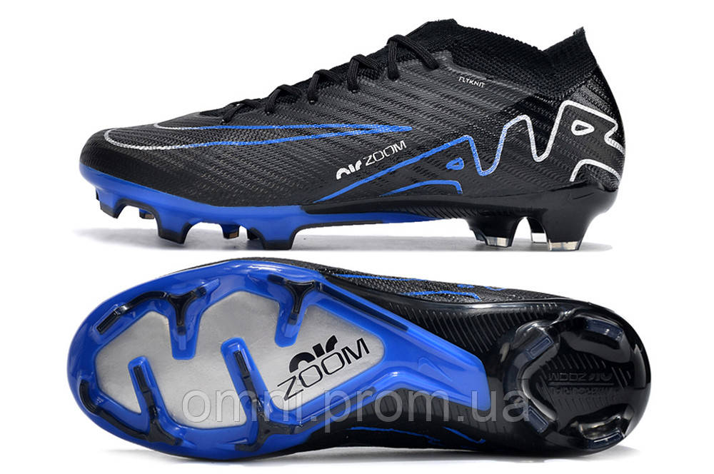 Бутси Nike Air Zoom Mercurial Vapor XV FG Чорні Найк вапор чорного кольору Футбольне взуття з шипами Для гри у футбол