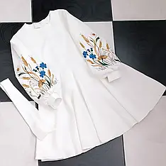 Біла сукня для дівчаток з вишитими рукавами з тканини костюмний-креп розмір 140