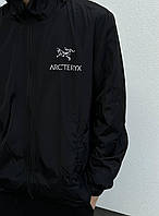 Ветровка мужская Arcteryx водозащитная плащевая, Черная качественная ветровка без подкладки практичная