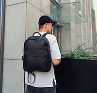 Мужской городской кожаный рюкзак с тыльным карманом и скрытым карманом внутри