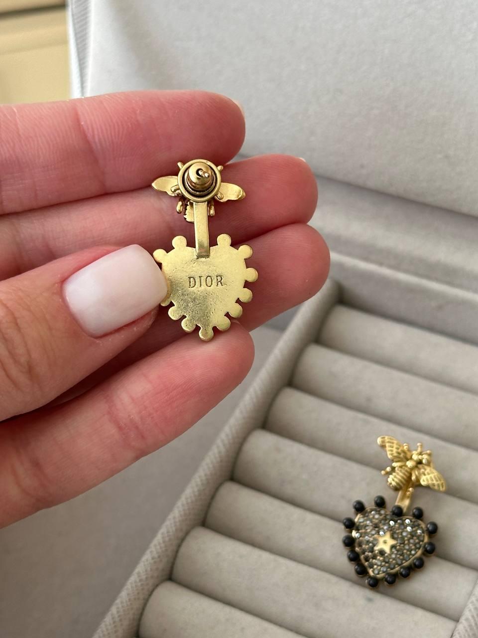 Сережки Dior серця з дрібним цирконієм