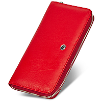 Красный кошелек-клатч с ремешком на руку из натуральной кожи ST Leather ST45-2