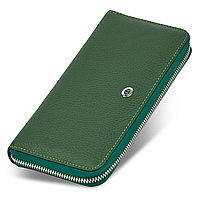 Зеленый кошелек-клатч с ремешком на руку из натуральной кожи ST Leather ST45-2