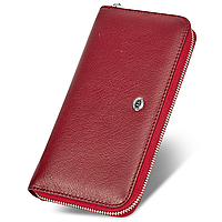 Бордовый кошелек-клатч с ремешком на руку из натуральной кожи ST Leather ST45-2