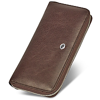Коричневый кошелек-клатч с ремешком на руку из натуральной кожи ST Leather ST45-2