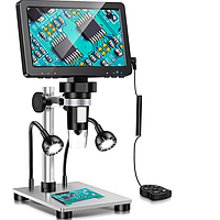 Микроскоп цифровой электронный 1200X с монитором 7", штатив, ДУ для наблюдения, пайки AD45