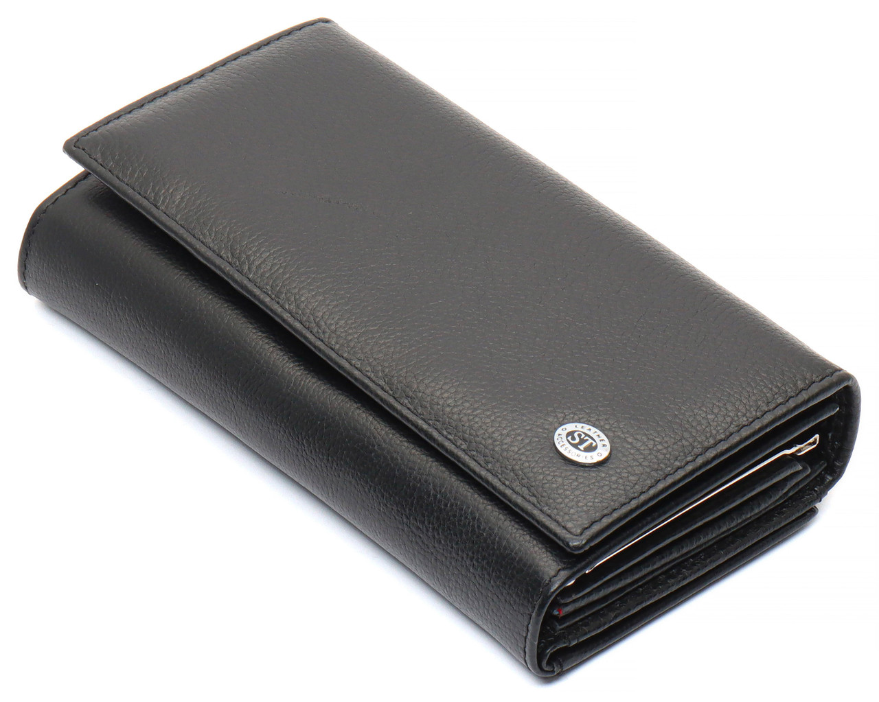 Чорний шкіряний жіночий гаманець ST Leather з великою монетницею та блоком для карток