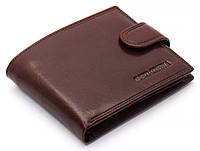 Кожаное мужское портмоне Marco Coverna на кнопке коричневого цвета