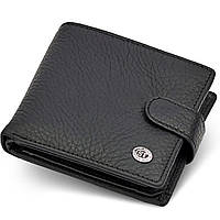 Мужское портмоне ST Leather из натуральной кожи черного цвета со скрытыми карманами