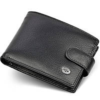 Шкіряний чоловічий портмоне ST Leather на кнопці чорного кольору