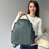 Кожаный женский рюкзак Tiding Bag с квадратным узором и двумя отделениями