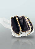 ДЕФЕКТ! Жіноча класична сумка крос-боді 10214 на цепочці на три відділи біла молочна, фото 10