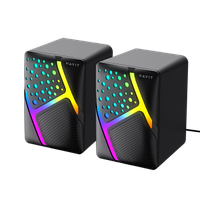 Стерео колонки 3W*USB 2.0 AUX3.5мм дротові чорні з підсвіткою HAVIT