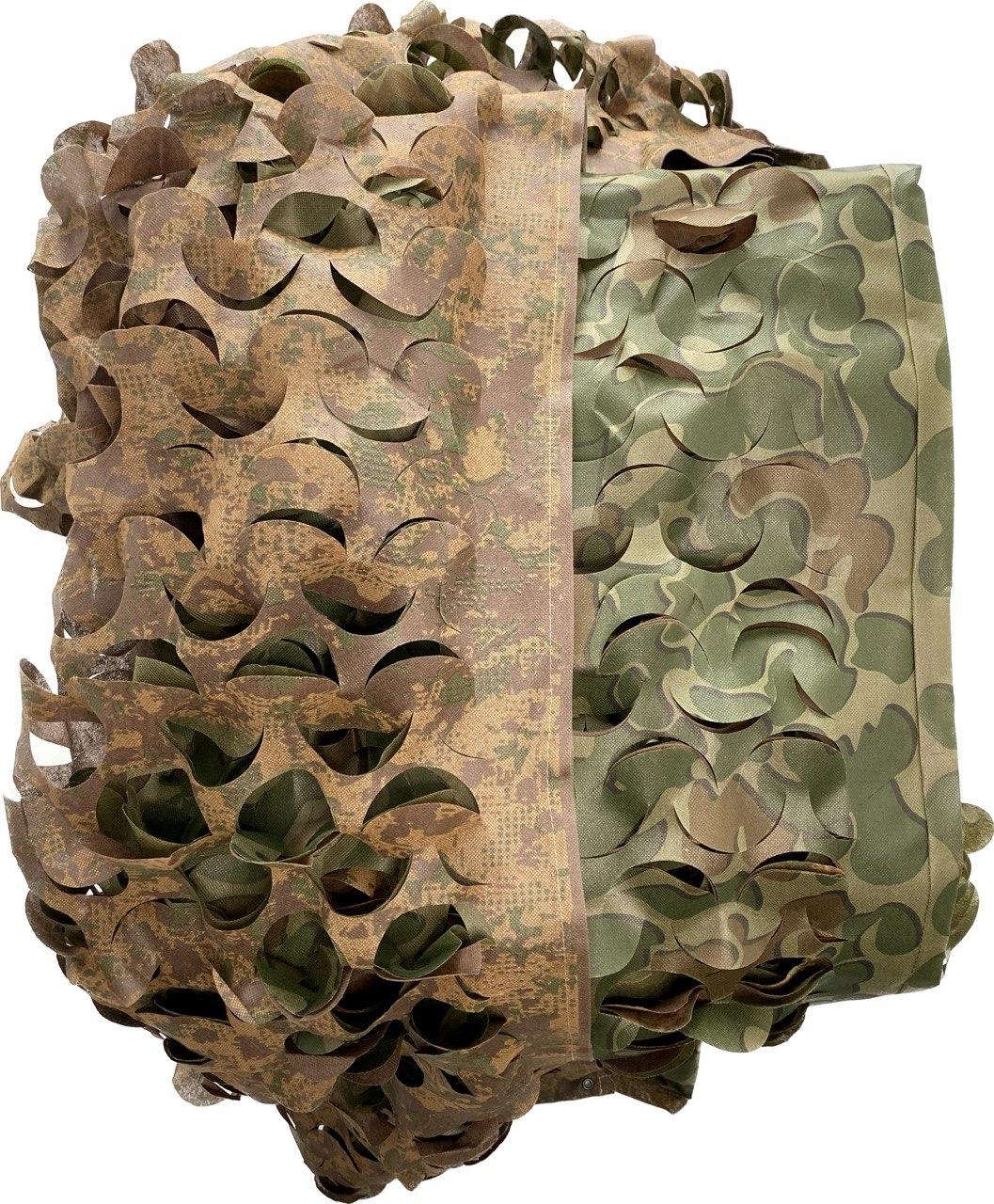 Маскувальна сітка 4х5м двостороння подвійна "Зелена з коричневим Листя №1 / Осінь №2", фото 1