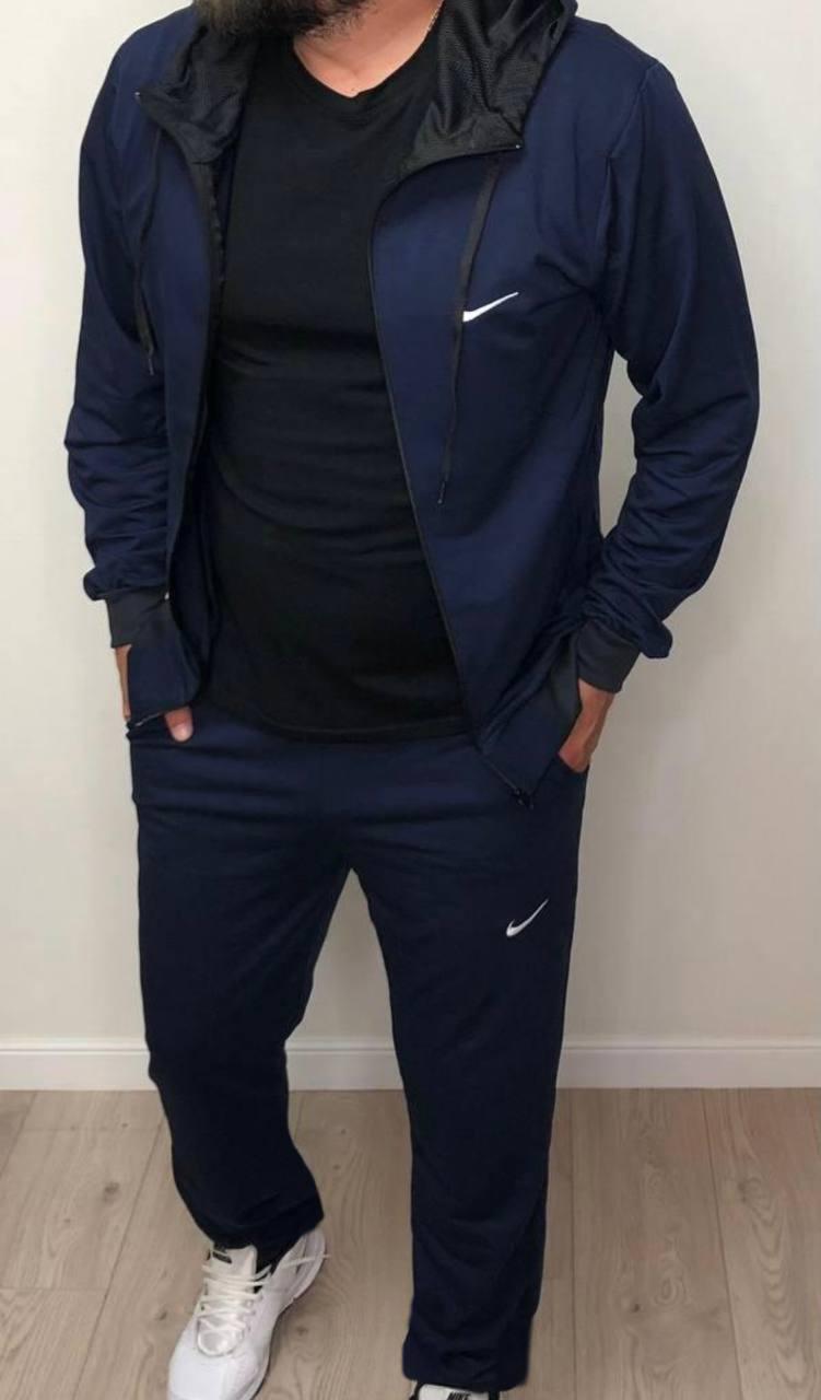 Чоловічий спортивний костюм Nike Батал синій весняний осінній з капюшоном Великі розміри (G)