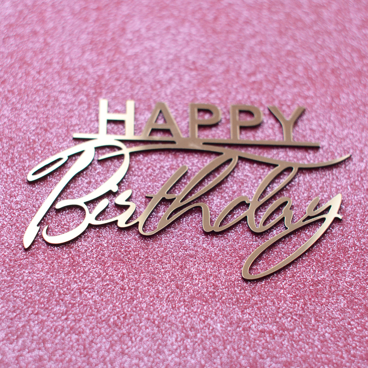 Топпер дзеркальний золото "Happy Birthday" (напис) 32020