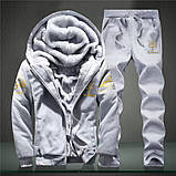 Спортивний костюм  зимовий  з капюшоном, тепла толстовка + штани, чорний White Bear,  3XL - 4XL, фото 2