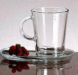 Скляна чашка для чаю та кави з блюдцем 385 мл, фото 2